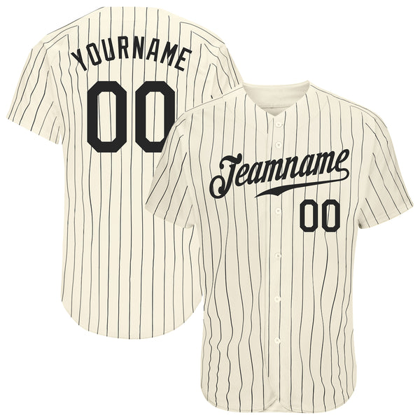 Cheap Custom Cream Black Pinstripe Black Authentic Baseball Jersey Free  Shipping – CustomJerseysPro