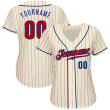 Charger l&#39;image dans la galerie, Custom Cream Red Pinstripe Red-Royal Authentic Baseball Jersey
