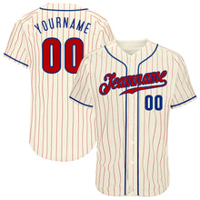 Charger l&#39;image dans la galerie, Custom Cream Red Pinstripe Red-Royal Authentic Baseball Jersey
