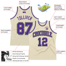 Charger l&#39;image dans la galerie, Custom Cream Purple-Gray Authentic Throwback Basketball Jersey
