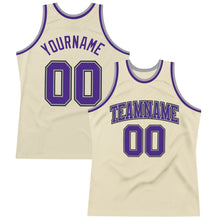 Charger l&#39;image dans la galerie, Custom Cream Purple-Gray Authentic Throwback Basketball Jersey
