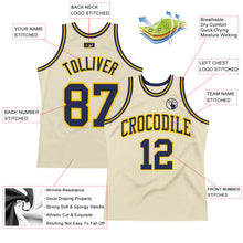 Load image into Gallery viewer, Custom Cream Navy-Gold Authentic Throwback Basketball Jersey
