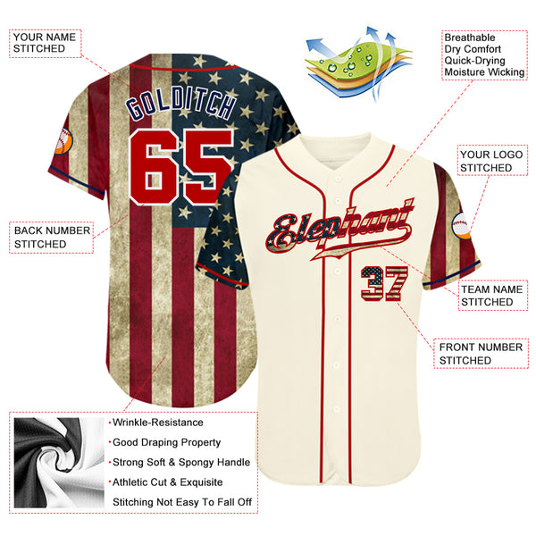 Cheap Custom Cream Crimson Authentic Baseball Jersey Free Shipping