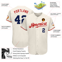 Load image into Gallery viewer, Custom Cream Navy-Red Authentic Baseball Jersey
