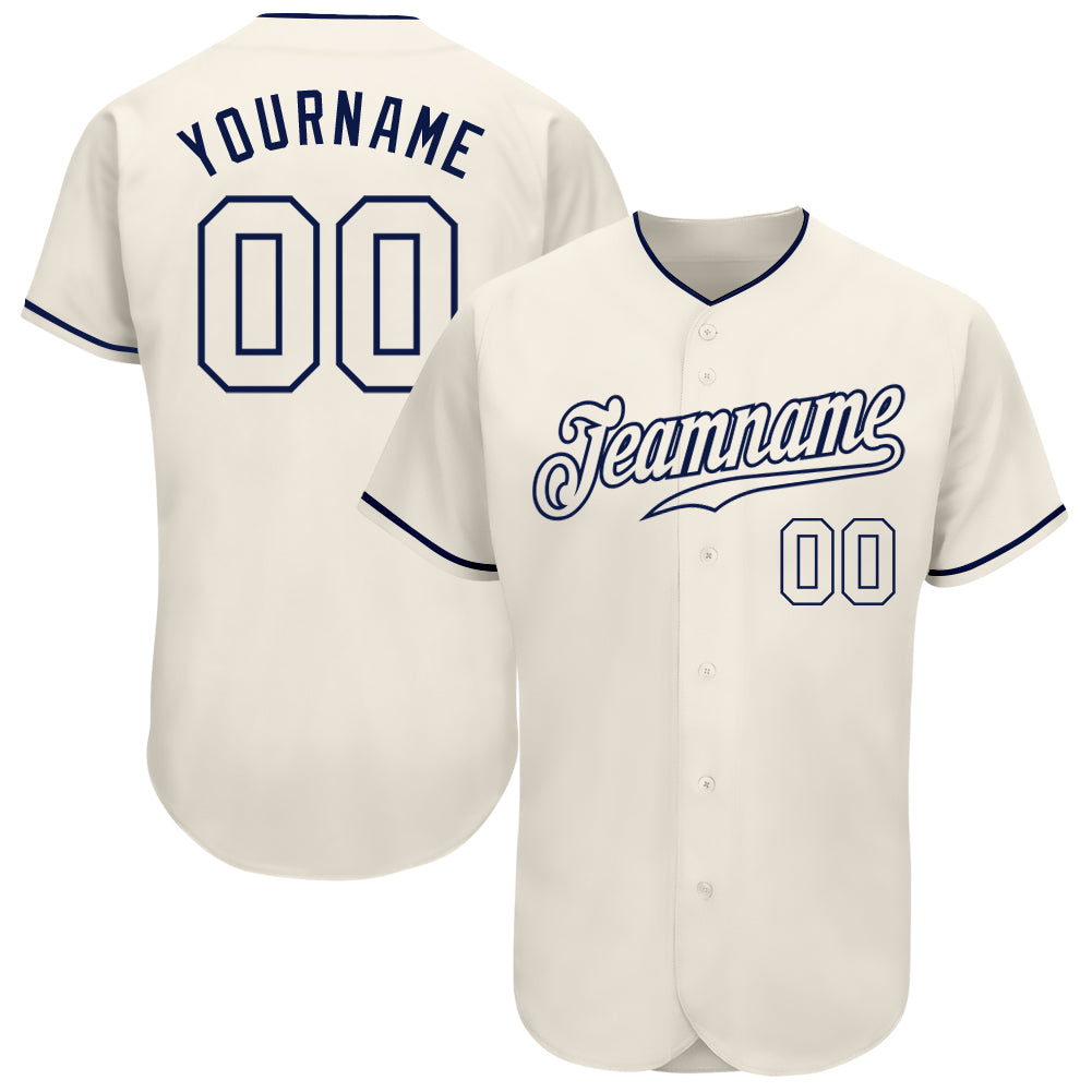 Cheap Custom Cream Red-Navy Authentic Baseball Jersey Free