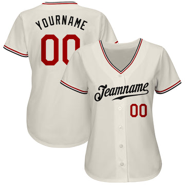 Custom Cream Red-Black Authentic Baseball Jersey