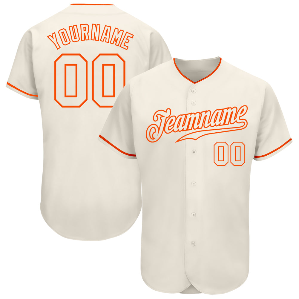 Custom Cream Black-Orange Baseball Jersey