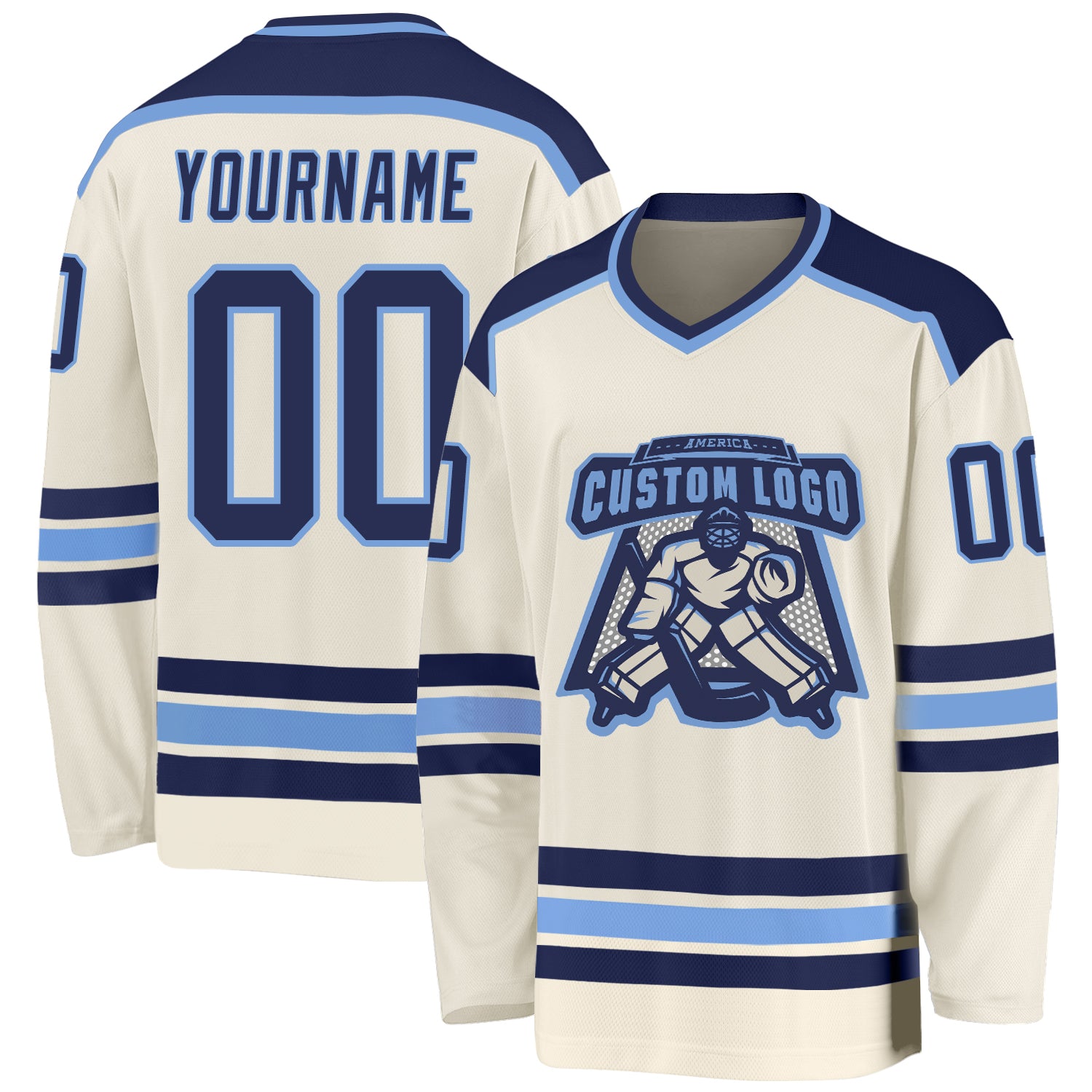 Custom Hockey Jerseys with A Chiefs Embroidered Twill Logo Adult Goalie Cut / (name and Sleeve Numbers) / Blue