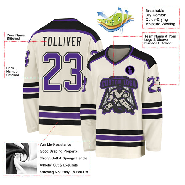 Cheap Custom Cream Purple-Black Hockey Jersey Free Shipping –  CustomJerseysPro