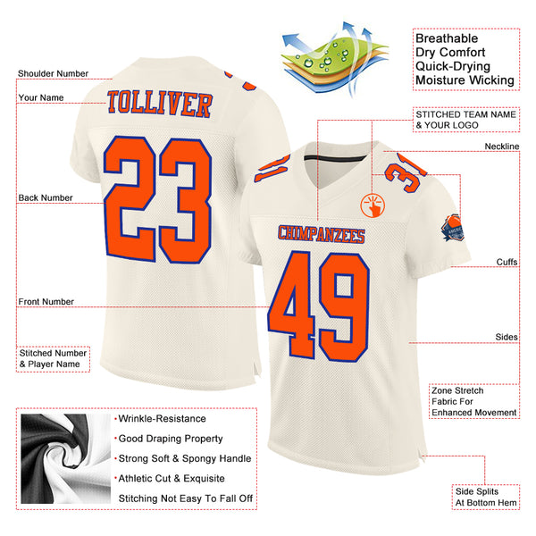 Cheap Custom Orange Orange-Brown Mesh Authentic Football Jersey Free  Shipping – CustomJerseysPro