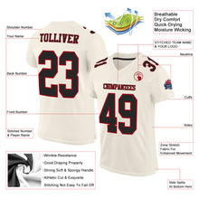 Загрузить изображение в средство просмотра галереи, Custom Cream Black-Red Mesh Authentic Football Jersey
