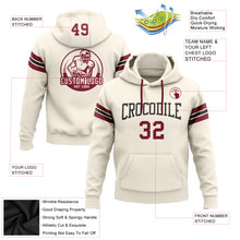 Load image into Gallery viewer, Custom Stitched Cream Crimson-Black Football Pullover Sweatshirt Hoodie
