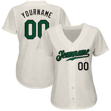 Custom Cream Kelly Green-Black Authentic Baseball Jersey