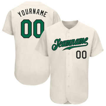 Custom Cream Kelly Green-Black Authentic Baseball Jersey