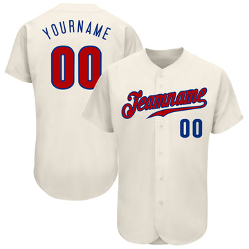 Custom Cream Red-Royal Authentic Baseball Jersey