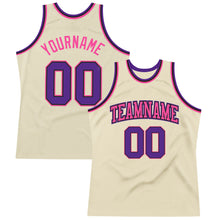 Load image into Gallery viewer, Custom Cream Purple Black-Pink Authentic Throwback Basketball Jersey
