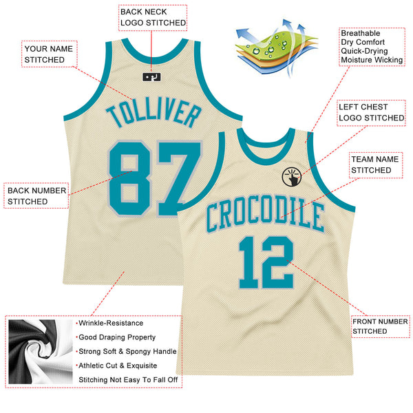 Cheap Custom Gray Teal-White Authentic Throwback Basketball Jersey Free  Shipping – CustomJerseysPro