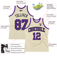 Charger l&#39;image dans la galerie, Custom Cream Purple-Black Authentic Throwback Basketball Jersey
