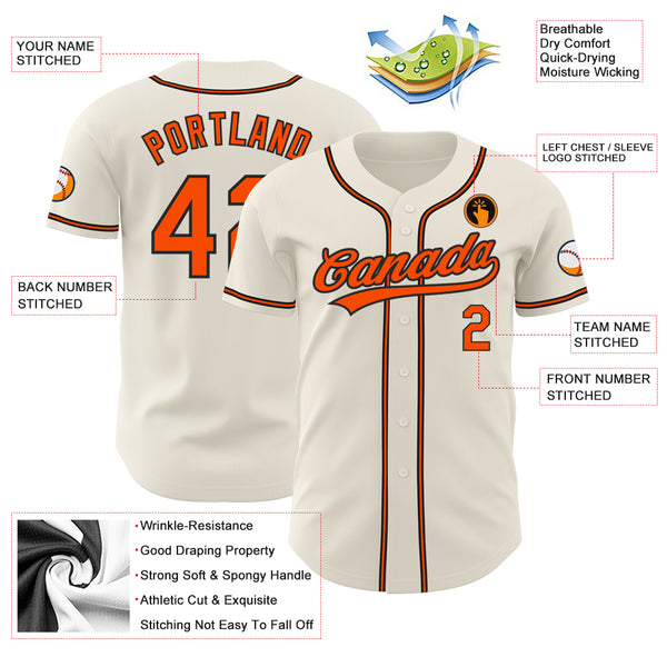 Cheap Custom Cream Orange Authentic Baseball Jersey Free Shipping