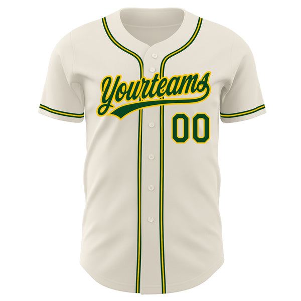 Custom Cream Green-Gold Authentic Baseball Jersey Discount
