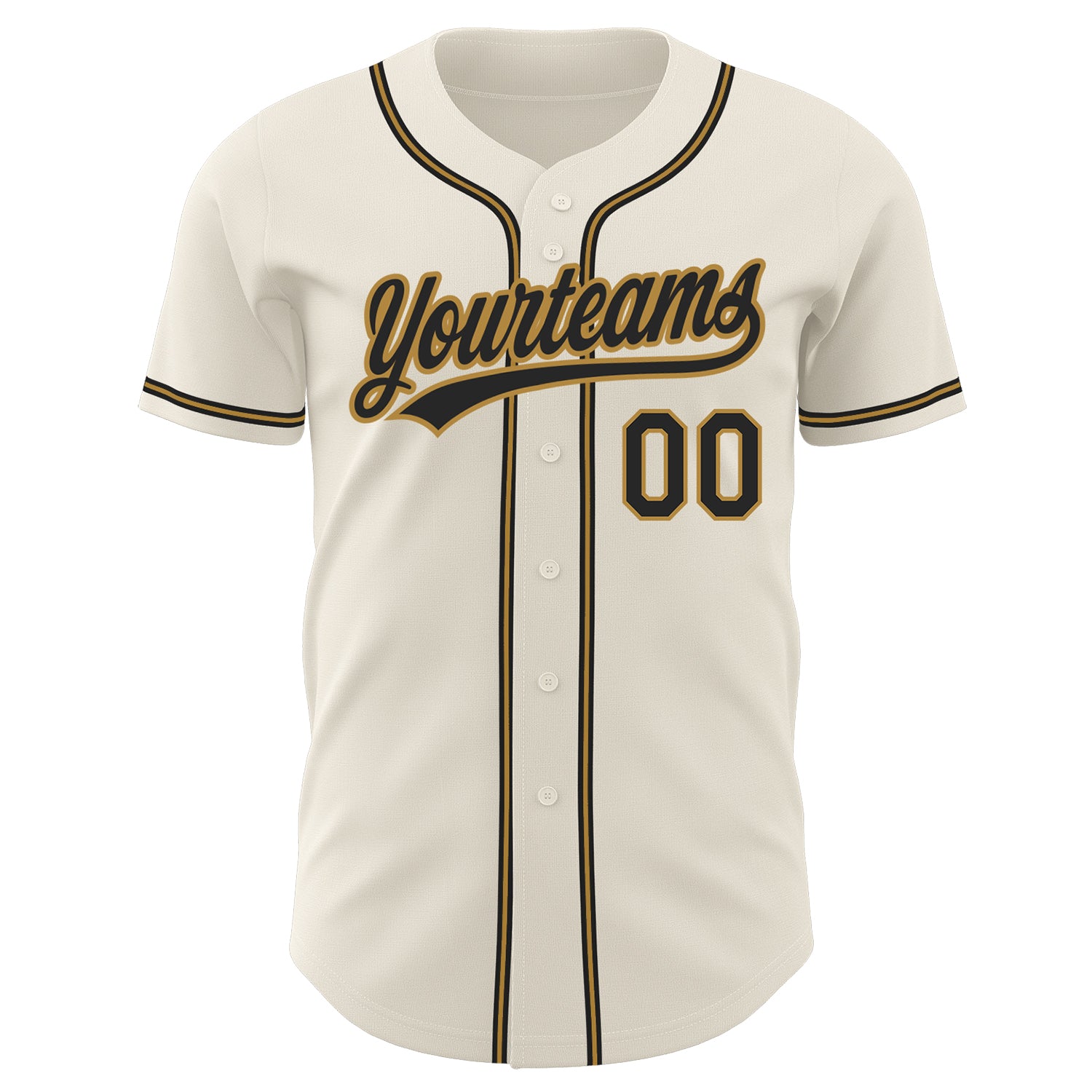 Custom Black Black-Old Gold Authentic Baseball Jersey