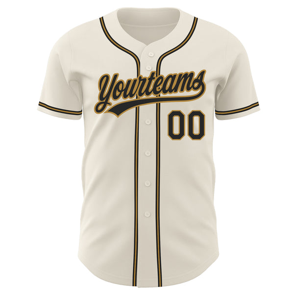 Custom Black Black-Old Gold Authentic Baseball Jersey Men's Size:3XL