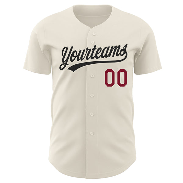 Cheap Custom Cream Crimson-Black Authentic Baseball Jersey Free