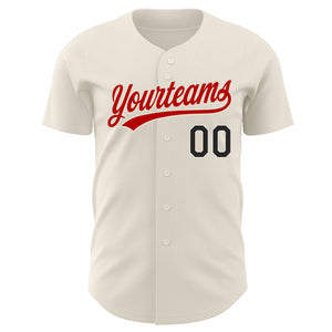 Custom Cream Black-Red Authentic Baseball Jersey