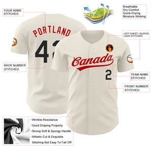 Custom Cream Black-Red Authentic Baseball Jersey