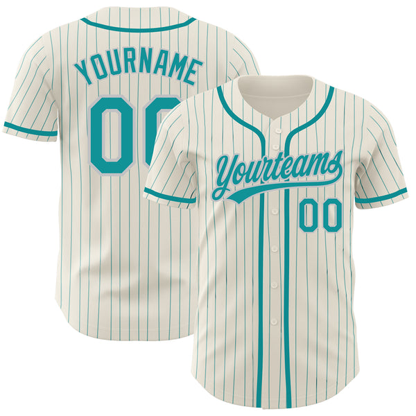 Cheap Custom Teal Gray-Navy Authentic Baseball Jersey Free