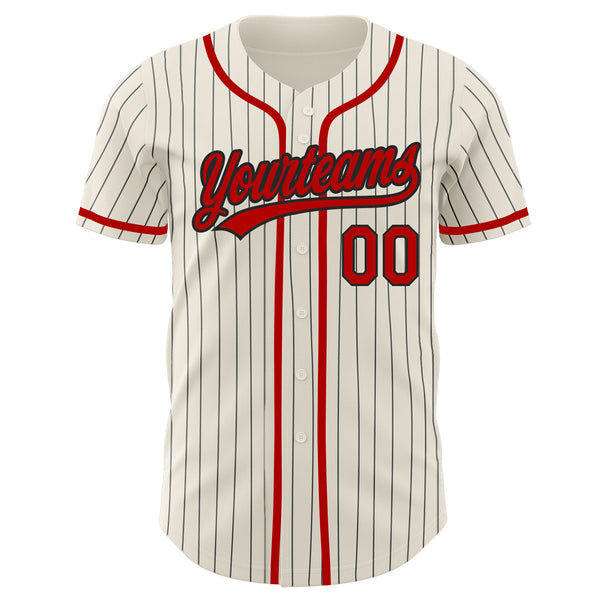 Cheap Custom Cream Red Pinstripe Red-Black Authentic Baseball Jersey Free  Shipping – CustomJerseysPro