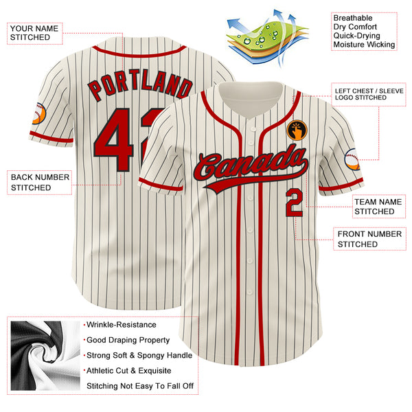 Custom Cream Black Pinstripe Red-Royal Authentic Baseball Jersey in 2023