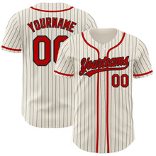 Charger l&#39;image dans la galerie, Custom Cream Black Pinstripe Red Authentic Baseball Jersey
