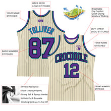 Charger l&#39;image dans la galerie, Custom Cream Black Pinstripe Purple-Teal Authentic Basketball Jersey
