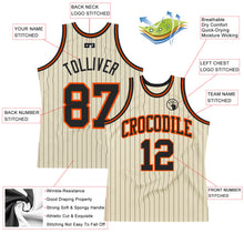 Charger l&#39;image dans la galerie, Custom Cream Black Pinstripe Black-Orange Authentic Basketball Jersey
