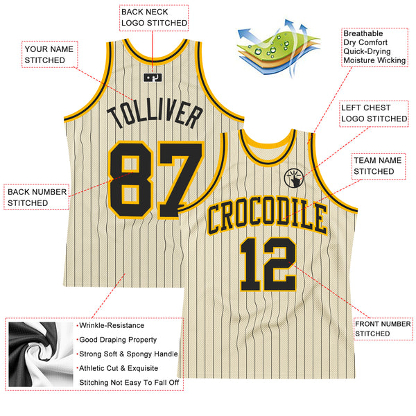 Cheap Custom Cream Black Pinstripe Black-Old Gold Authentic Basketball  Jersey Free Shipping – CustomJerseysPro