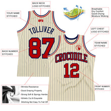 Charger l&#39;image dans la galerie, Custom Cream Navy Pinstripe Red Authentic Basketball Jersey
