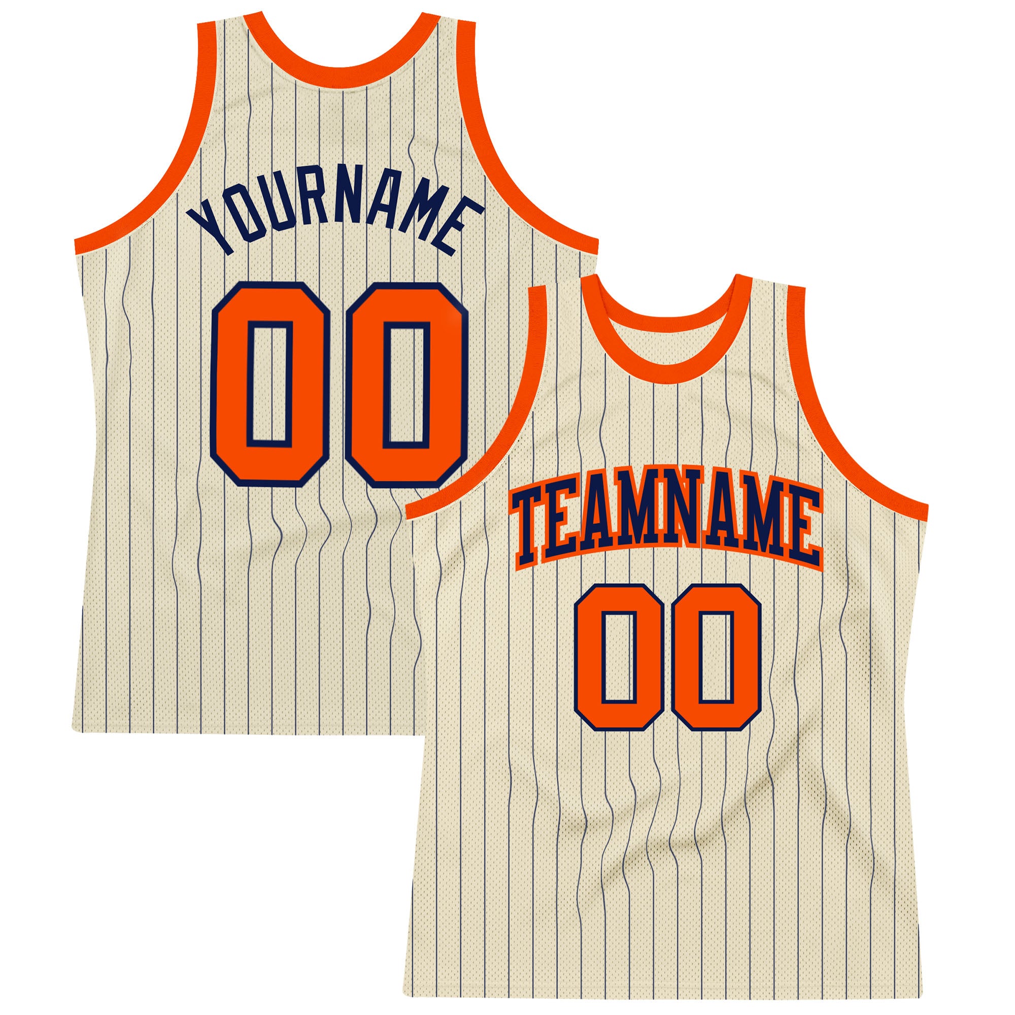 Cheap Custom Cream Navy Pinstripe Orange Authentic Basketball Jersey Free  Shipping – CustomJerseysPro