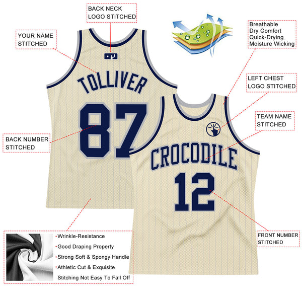 Cheap Custom Cream Navy Pinstripe Navy-Gold Authentic Basketball Jersey  Free Shipping – CustomJerseysPro