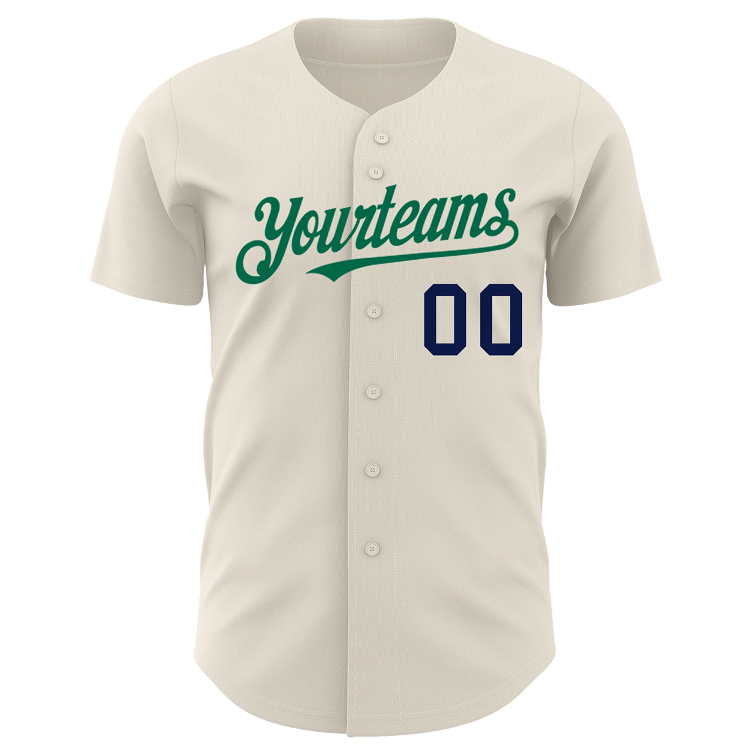 Custom Cream Kelly Green-Navy Authentic Baseball Jersey