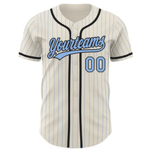 Charger l&#39;image dans la galerie, Custom Cream Light Blue Pinstripe Black Authentic Baseball Jersey
