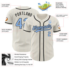 Charger l&#39;image dans la galerie, Custom Cream Light Blue Pinstripe Black Authentic Baseball Jersey
