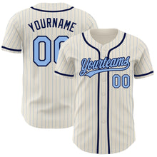 Charger l&#39;image dans la galerie, Custom Cream Light Blue Pinstripe Navy Authentic Baseball Jersey
