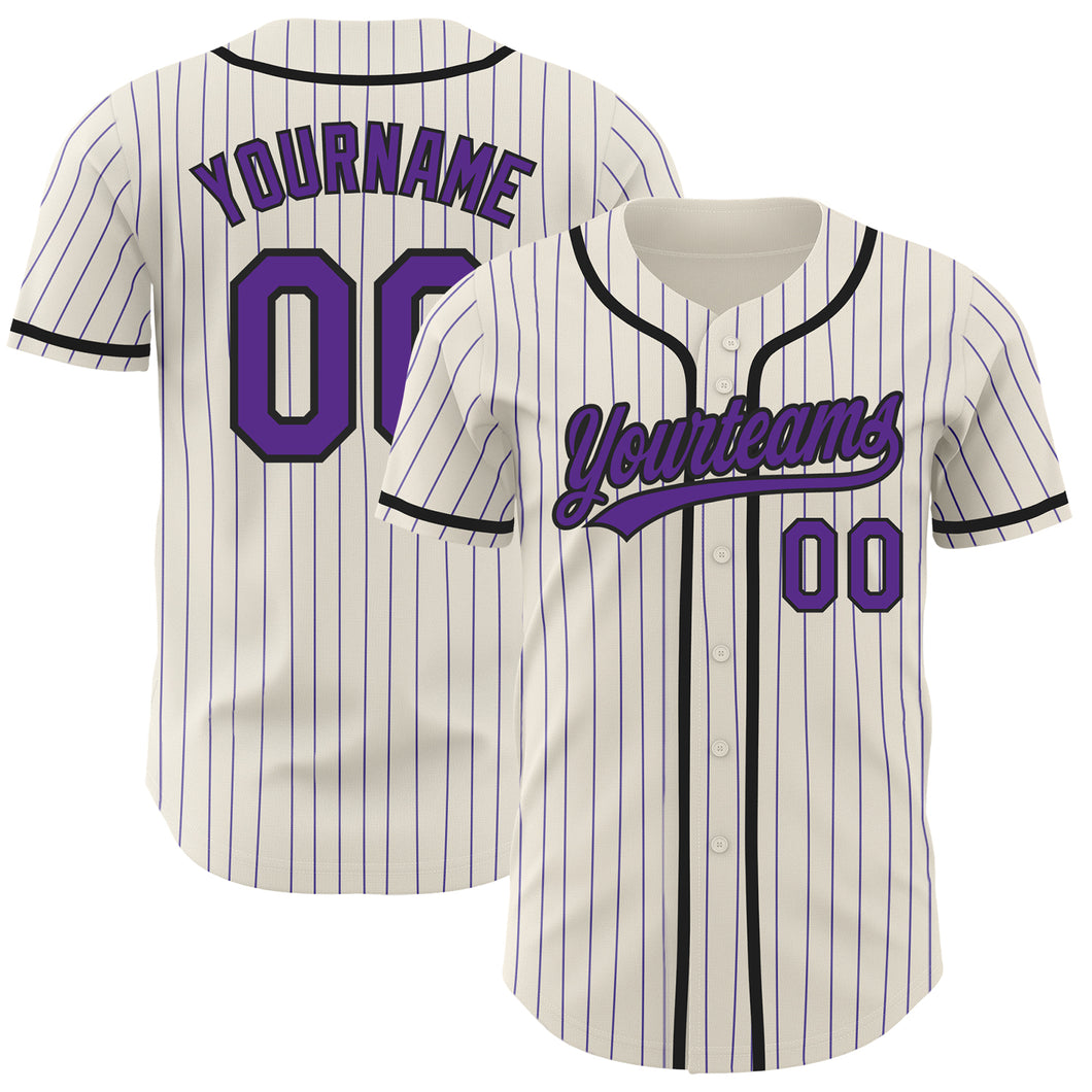 Cheap Custom Cream Gray Pinstripe Purple Authentic Baseball Jersey Free  Shipping – CustomJerseysPro