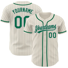 Charger l&#39;image dans la galerie, Custom Cream Gray Pinstripe Kelly Green Authentic Baseball Jersey
