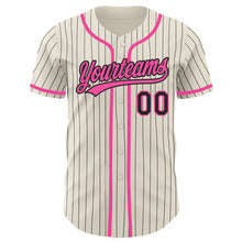 Charger l&#39;image dans la galerie, Custom Cream Black Pinstripe Pink Authentic Baseball Jersey
