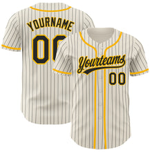 Charger l&#39;image dans la galerie, Custom Cream Black Pinstripe Gold Authentic Baseball Jersey
