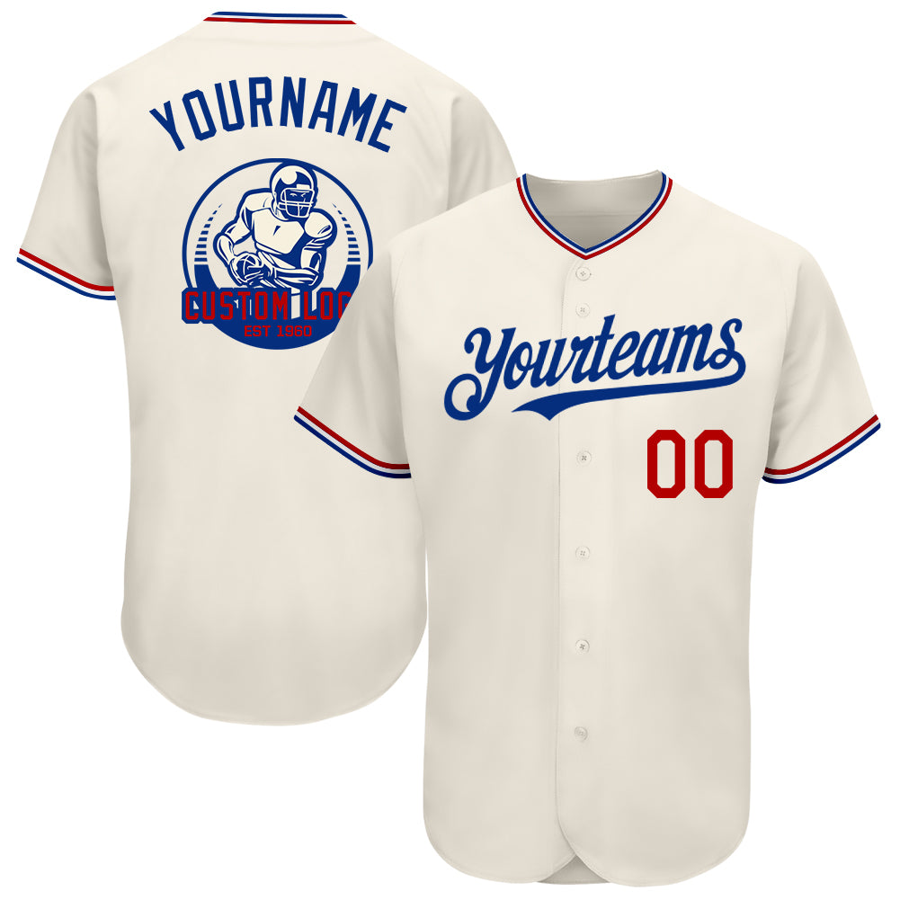Cheap Custom Cream Red-Royal Authentic Baseball Jersey Free Shipping –  CustomJerseysPro