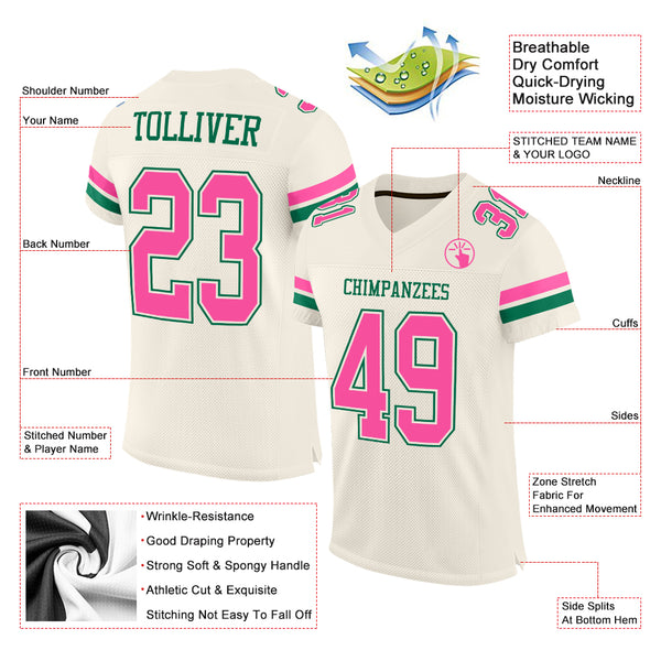 Custom Pink White Mesh Authentic Football Jersey – CustomJerseysPro