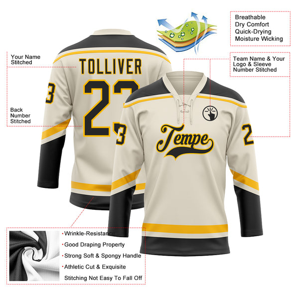 Cheap Custom Old Gold Black-Cream Hockey Jersey Free Shipping –  CustomJerseysPro